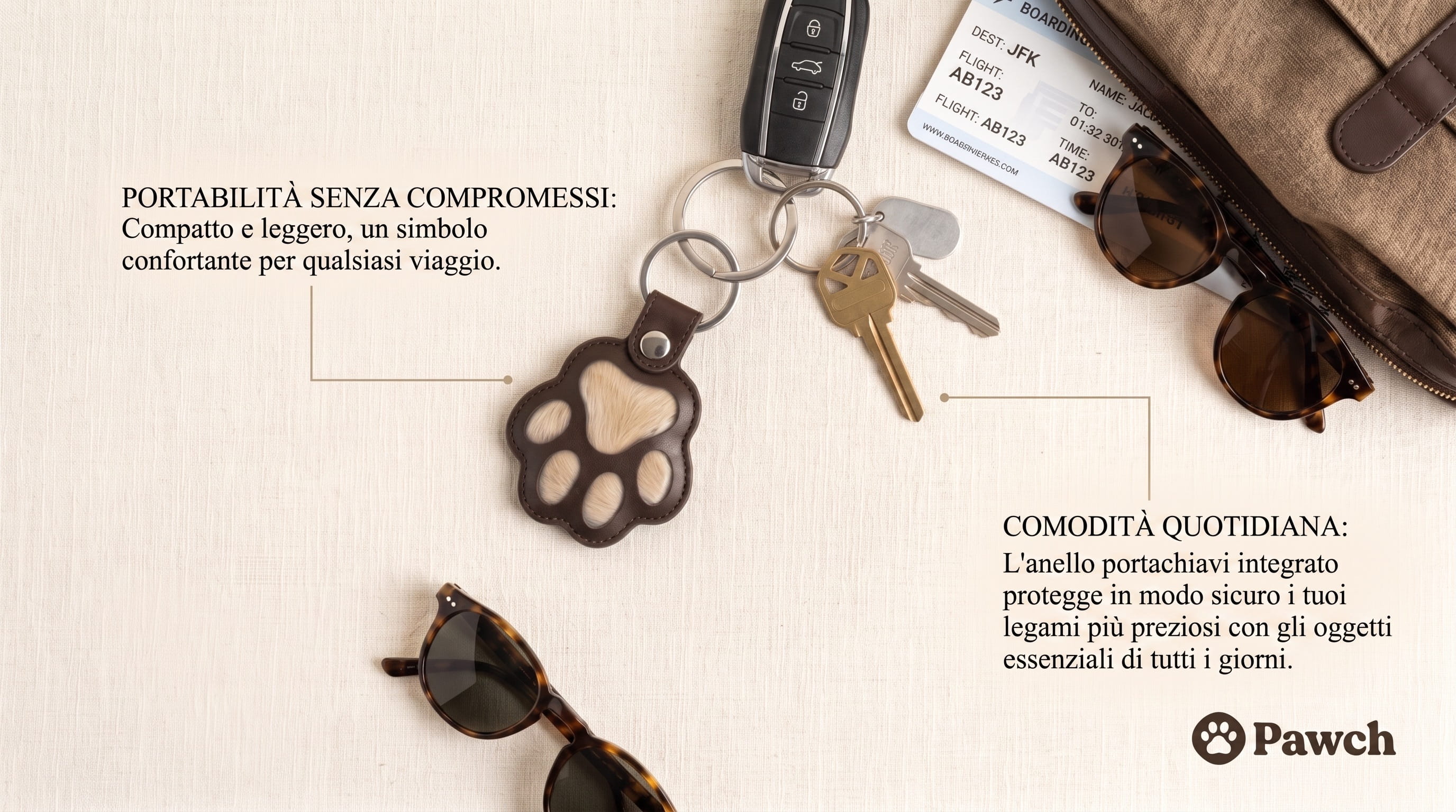 Il Pawch agganciato alle chiavi, pronto per essere portato ogni giorno