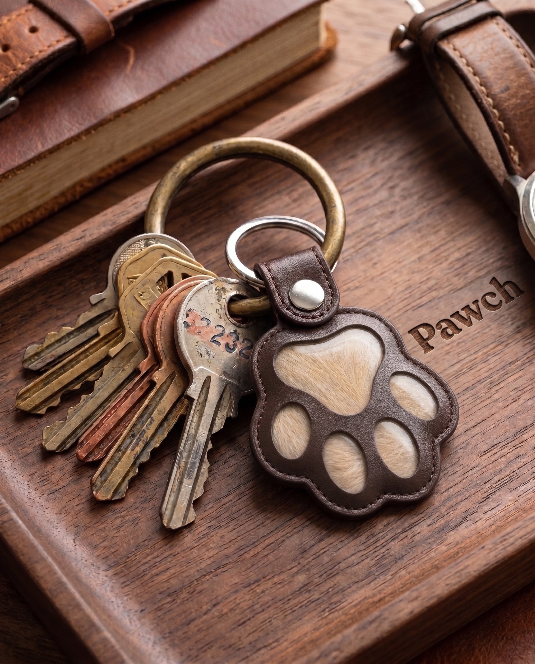 The Pawch clipped onto keys, ready to carry every day